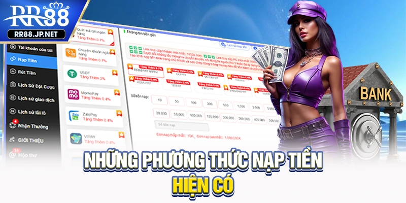 Những phương thức nạp tiền hiện có